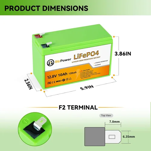 Miniatura 2 de Batería LiFePO4 de 12 V y 10 Ah, baterías de litio de ciclo profundo de más de 3000 ciclos, BMS de 10 A integrado, perfecta para UPS Cyberpower