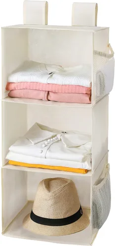 MAX Houser Organizador colgante de armario de 3 estantes, organizador de suéter colgante, estantes colgantes plegables para armario con 2 velcros,