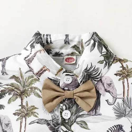 Miniatura 11 de JEELLIGULAR Conjunto de ropa de verano para bebé niño de manga corta con botones y pantalones cortos, trajes casuales para caballeros de 1 a 6 años