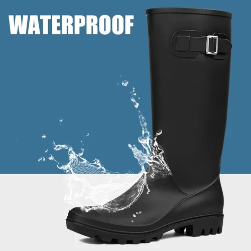 Miniatura 3 de DKSUKO Women's Tall Rain Boots Garden Boots Waterproof Wellington Rubber Boots