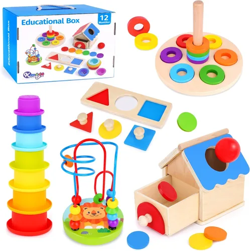 Miniatura 8 de KMTJT Juguetes Montessori para bebés de 0 a 6 meses Caja educativa de aprendizaje de juguetes de madera para bebés recién nacidos de 0 a 6 meses