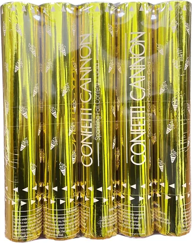 Paquete de 5 cañones de confeti dorados de 12 pulgadas, cañones de confeti para fiestas de graduación, bodas, fiestas de cumpleaños y celebración de