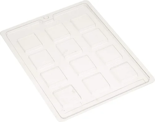 CybrTrayd Molde de caramelo de chocolate – Mentas cuadradas – 12 cavidades 1-1/2 pulgadas x 1-1/2 pulgadas x 1/4 pulgadas – Para dulces, galletas,