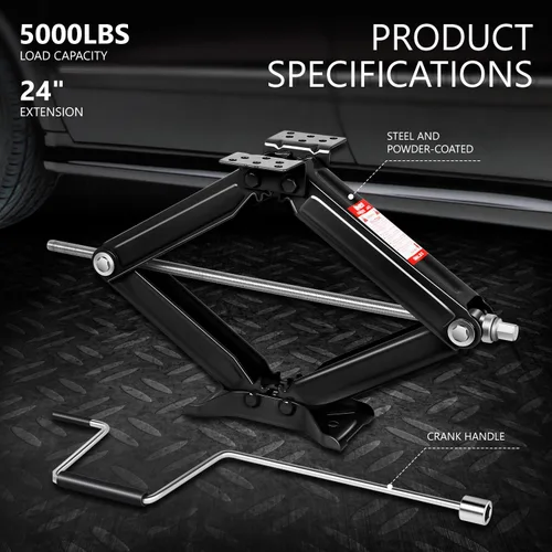 Miniatura 4 de DNA Motoring Paquete de 2 Gatos de Tijera Estabilizadores y Niveladores para Remolque RV de 5000 libras con Manivela de Velocidad, Altura de 4-24