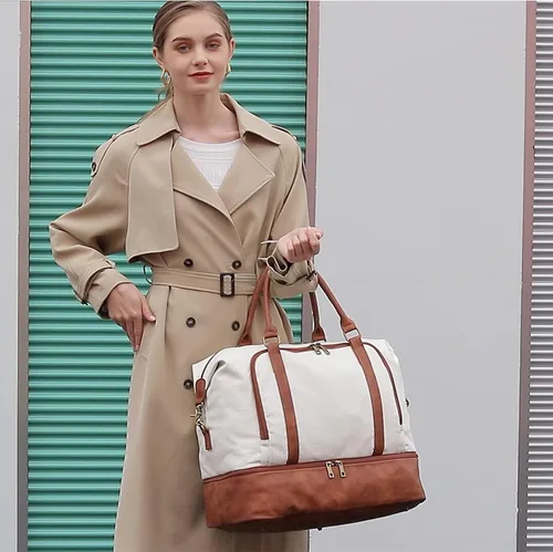 Miniatura 39 de CAMTOP - Bolsa de viaje de fin de semana para mujer, bolsa de lona con espacio para laptop de15.6 pulgadas