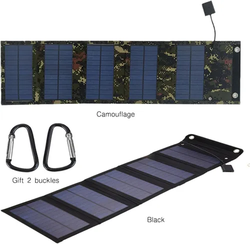 Miniatura 2 de Panel solar portátil de 20 W, carga de emergencia al aire libre, impermeable, plegable (salidas USB de 5 V/1.2 A) (camuflaje de 15 W)