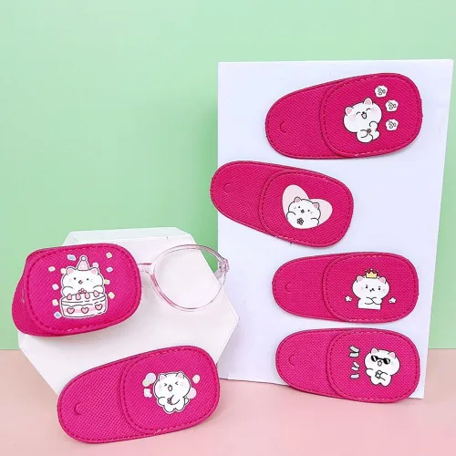Miniatura 8 de 6 parches para ojos para niños, parche de ojo de gato rosa suave, para oclusión médica, reutilizable, sobre lentes para ojos perezosos, ambliopía