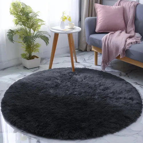 Miniatura 30 de PAGISOFE - Alfombras redondas de 5 pies, alfombras esponjosas amarillas para dormitorio de niñas, alfombra linda para habitación de niñas, alfombra