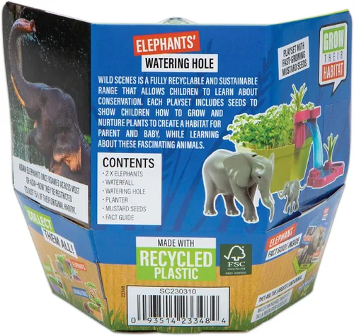 Miniatura 6 de Wild Scenes Elephants' Watering Hole - Kit de cultivo y juego respetuoso con el medio ambiente, juguete de conservación de vida silvestre, juego