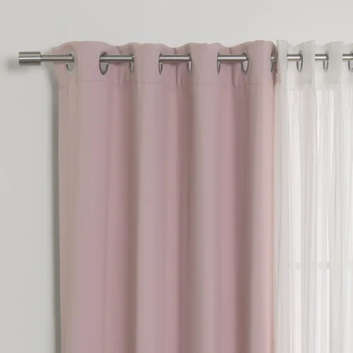 Miniatura 4 de Best Home Fashion Mix and Match - Juego de 4 cortinas de tul transparente y opacas, con ojales de acero inoxidable y níquel Rosa empolvado