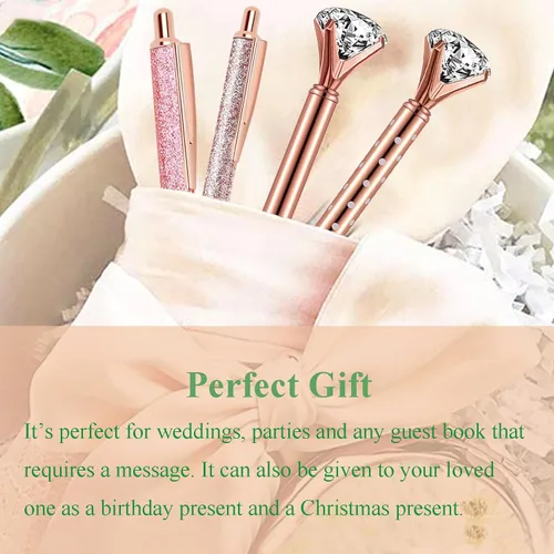 Miniatura 6 de Bolígrafos de regalo para mujer, 8 bolígrafos únicos de metal brillante con tinta negra, suministros de oficina, regalos para Navidad, compromiso