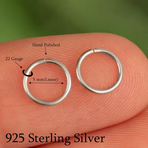 Miniatura 129 de Aretes de aro de oro de plata – Aretes de aro para mujer, dos piezas de aros de plata fina rellenos de oro, aro de hélice, anillo de tragus, aro
