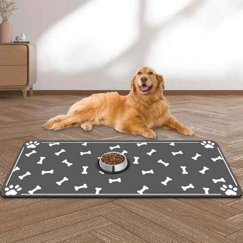 Miniatura 11 de Tapete Grande para Alimentación de Mascotas, 39.3"x15.7" Tapete Absorbente de Secado Rápido para Perros para Tazones de Comida y Agua, Tapete
