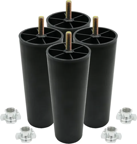 Miniatura 12 de Murtenze 4 patas de plástico para sofá de 2 pulgadas, patas de repuesto negras para sofá, patas redondas para muebles con pernos M8 para sofá