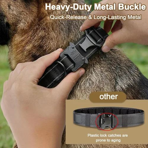 Miniatura 3 de KCUCOP - Collar táctico para perro, collar militar para perro, collares para perro Tactipup, ajustable, hebilla de metal resistente para perros M, L