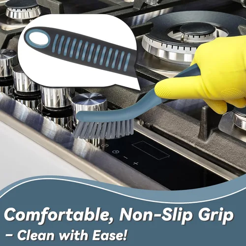 Miniatura 4 de Paquete de 2 cepillos pequeños para limpieza, cepillos de fregar con cerdas rígidas para lechada para cocina, baño y pisos de azulejos, ideales