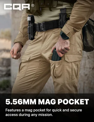 Miniatura 6 de CQR Pantalones tácticos Flex Ripstop para hombre, pantalones cargo elásticos resistentes al agua, pantalones de trabajo ligeros EDC para senderismo