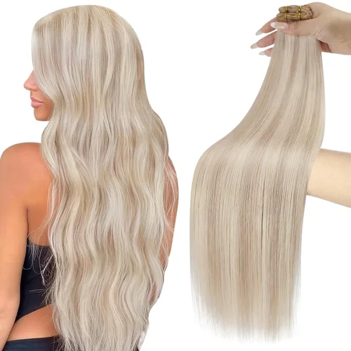 Miniatura 22 de Moresoo - Extensiones de cabello humano real cosidas, Remy, lacio, doble trama, color negro jet, 14 pulgadas, 3.53 onzas
