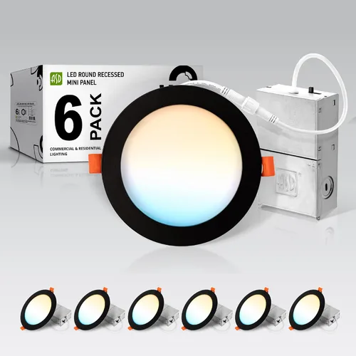 Miniatura 25 de ASD Paquete de 6 luces LED empotrables de 4 pulgadas, 12 W, 5 CCT 2700K-5000K CRI90+, luces de techo regulables ultrafinas con clasificación IC
