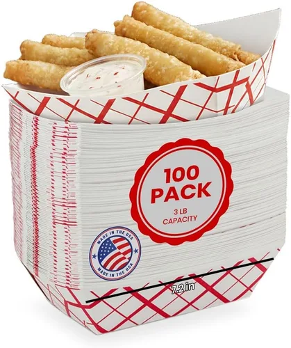Miniatura 13 de MT Products Bandeja de comida a cuadros para almuerzo de 5 libras, bandeja desechable de papel para alimentos, paquete de 50