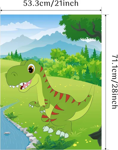 Miniatura 2 de Morcheiong Pin The Tail on The Dinosaur Game con 48 colas para recuerdos de fiesta de dinosaurios, suministros de cumpleaños para niños