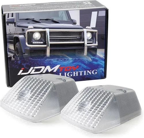 iJDMTOY Lentes de lámpara de señal de giro frontal de plata transparente brillante compatibles con Mercedes W463 Clase G G500 G550 G55 G63 G65