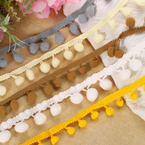 Miniatura 5 de uxcell 10 yardas con flecos de pompones, accesorio de costura de cinta, manualidades, para el hogar, cortinas, ropa, almohadas