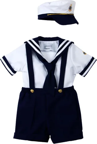 Miniatura 8 de Conjunto de traje de marinero náutico con sombrero, para niños pequeños