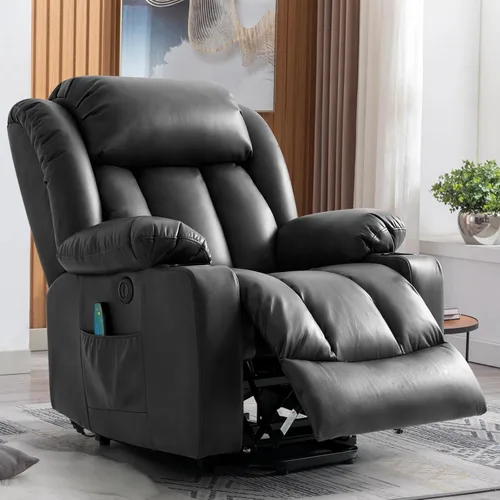 Miniatura 11 de Silla reclinable eléctrica para personas mayores, sillas reclinables eléctricas para adultos con masaje y calor, portavasos, control remoto, puertos