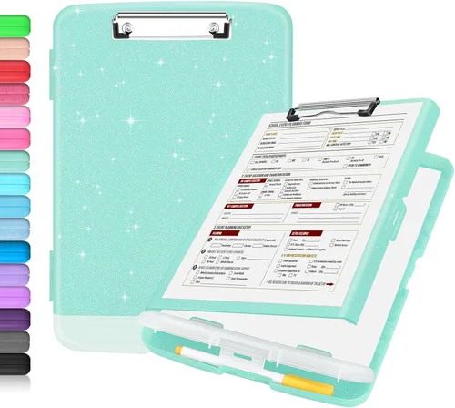 Miniatura 24 de Sooez - Sujetapapeles de documentos clínicos con almacenamiento, sujetapapeles de plástico resistente, de alta capacidad, con soporte para bolígrafo