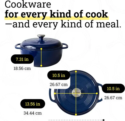 Miniatura 5 de Lodge - Horno holandés de hierro fundido esmaltado de 6 cuartos de galón con tapa – Asas duales – Apto para horno hasta 500° F o en estufa - Úselo 6