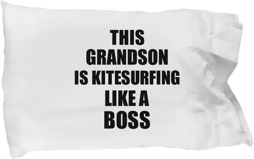 This Grandson is Kitesurfing Like A Boss Pillowcase Funny Gift Idea Family Present Pillow Cover Case 20x30