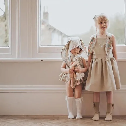 Miniatura 2 de Traje de Pascua para niñas pequeñas, mameluco bohemio con orejas de conejo, sin mangas, mameluco a juego para hermanas