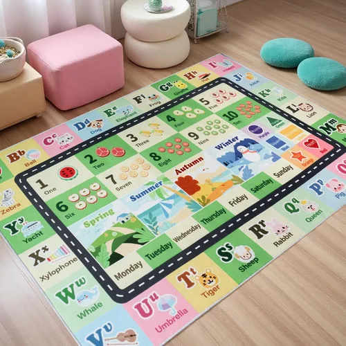 Miniatura 23 de Alfombra ABC infantil para sala de juegos, alfombra del alfabeto para el aula, alfombra lavable para habitación de bebé, sala de juegos, dormitorio