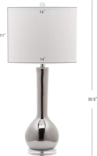 Miniatura 5 de SAFAVIEH Lighting Collection Mae - Lámpara de mesa moderna y contemporánea de cerámica plateada de 31 pulgadas para dormitorio, sala de estar, Blanco