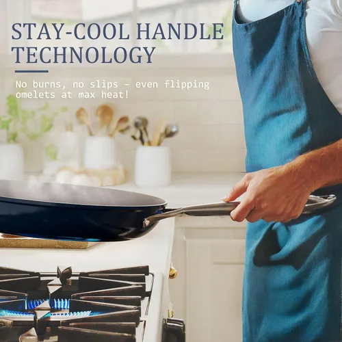 Miniatura 7 de CookinCraze Sartén antiadherente de cerámica de 10" sin tóxicos para huevos, panqueques y salteado, distribución uniforme del calor, libre de Crema