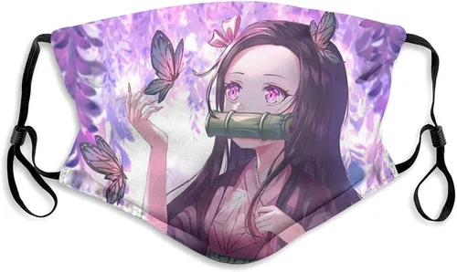 BearLad Anime Dem0n S1ayer Kimetsu No Yaiba Kamado Nezuko - Mascarillas faciales para adultos, lavables con alambre de nariz, negro, talla M