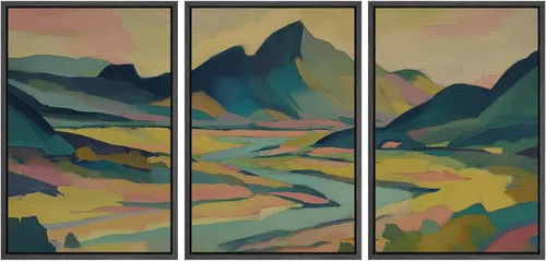 Miniatura 75 de SIGNWIN Lienzo enmarcado para pared, juego de arte tranquilo con reflejo de lago, acuarela, montaña y agua, ilustraciones modernas, arte abstracto