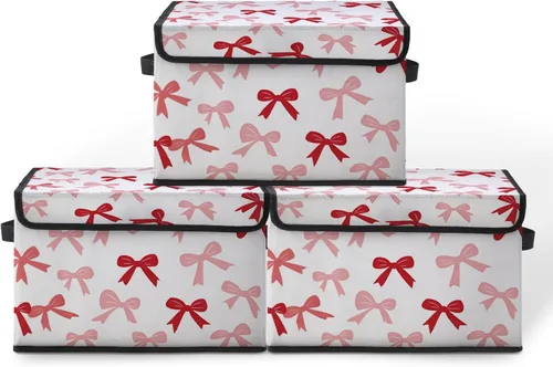 Miniatura 38 de Contenedores de almacenamiento apilables para ropa con tapas, organizadores de clóset con estampado de gatos de tela para el hogar y la oficina