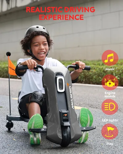 Miniatura 6 de Go Kart eléctrico con licencia McLaren para niños, cambio de carro de deriva de 24 V, giro de 360°, agarre giratorio continuo, máximo 6 MPH, 3