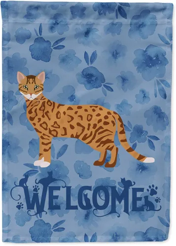 Miniatura 74 de Caroline's Treasures CK4813CHF - Bandera de bienvenida con gato abisinio azul, manga grande, para porche, para colgar en la pared, poliéster