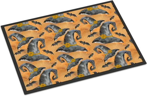 Caroline's Treasures BB7523JMAT Watecolor - Felpudo de Halloween con sombrero de bruja de 24 x 36 pulgadas, tapete para puerta delantera, para