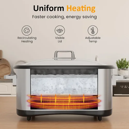 Miniatura 2 de Olla de cocción lenta programable 12 en 1 de 8 cuartos, multicocina calentador de alimentos con temporizador digital, control de temperatura, olla