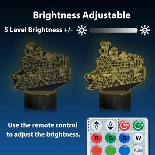 Miniatura 6 de Luz nocturna de tren para niños, lámpara de tren 3D con control remoto, decoración de habitación de niños, regalos de cumpleaños y Navidad para niños