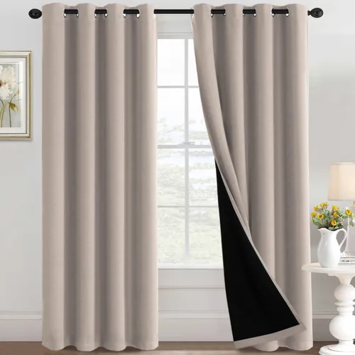 Miniatura 44 de H.VERSAILTEX Cortinas 100% de opacidad para dormitorio, con aislamiento térmico, cortinas opacas completas para sala de estar, cortinas de ventana