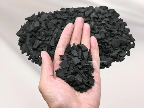 Miniatura 2 de Amazing Gemstone Piedras de shungita cruda, piedras de shungita reales para purificación de agua, piedra shungite original de 0.157 a 0.394 pulgadas