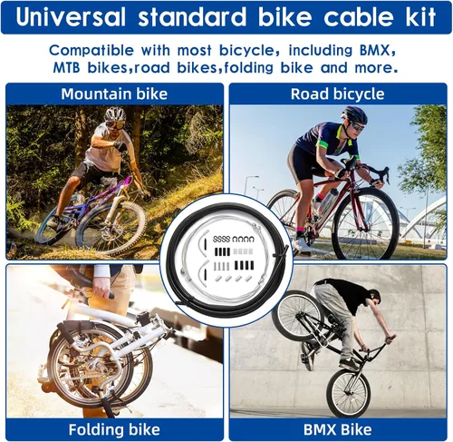 Miniatura 7 de Kit universal de carcasa de cable de freno y desviador de cambio, línea de transmisión de bicicleta estándar con tapas de extremo de cable
