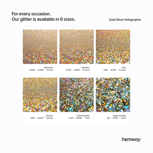 Miniatura 145 de Hemway - Purpurina para resina 100g, cristales metálicos plateados, copos súper gruesos para vasos de epoxi, cera de fusión