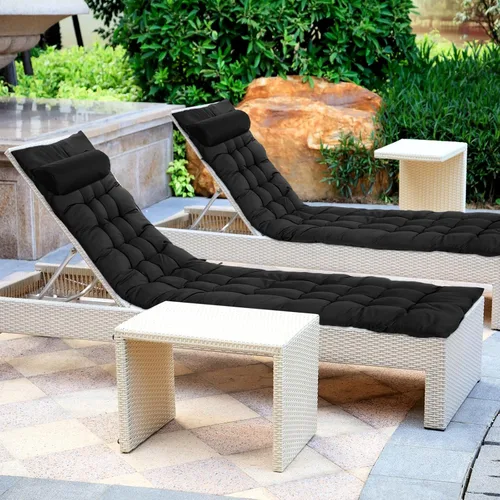 Miniatura 4 de Kigley Juego de 2 cojines para silla de salón de 67 x 21 pulgadas con reposacabezas, cojín suave para sofá exterior, muebles de césped, sillas con 8