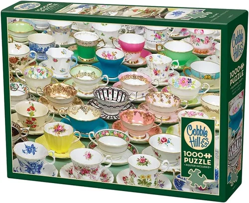 Miniatura 4 de Cobble Hill - Rompecabezas de 1000 piezas, tazas de té, póster de muestra incluido